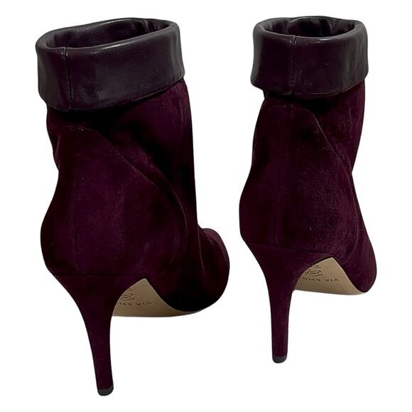 Via Spiga Giulia Suede Mulberry Maroon 9.5M Kitten Stiletto Women's Boot $295 - Picture 8 of 13